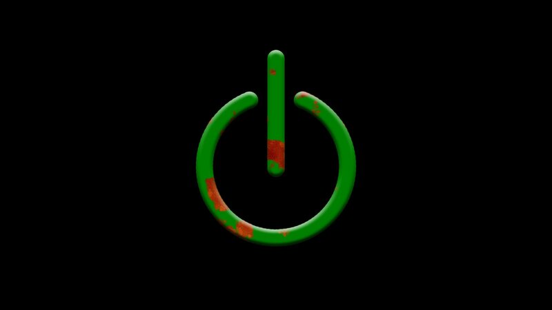 green power symbol with rust