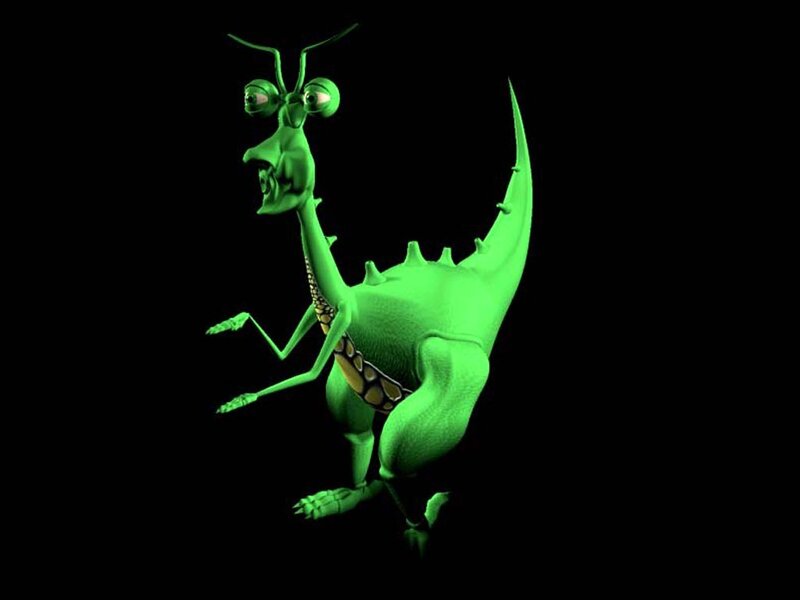 green praying mantis character