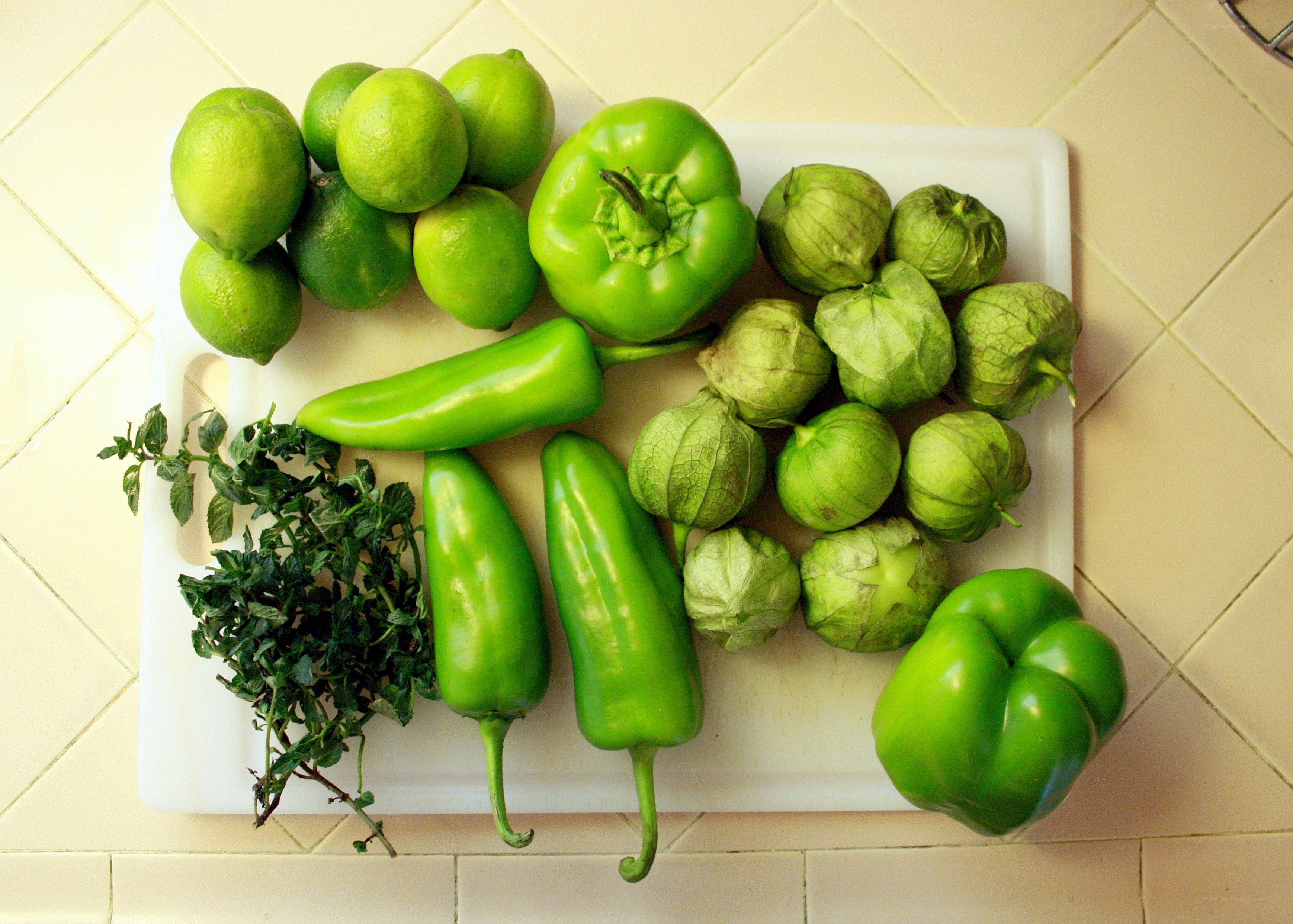 green produce on cutting board
