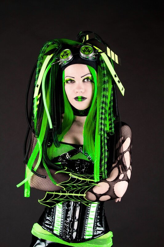 green punk fashion portrait