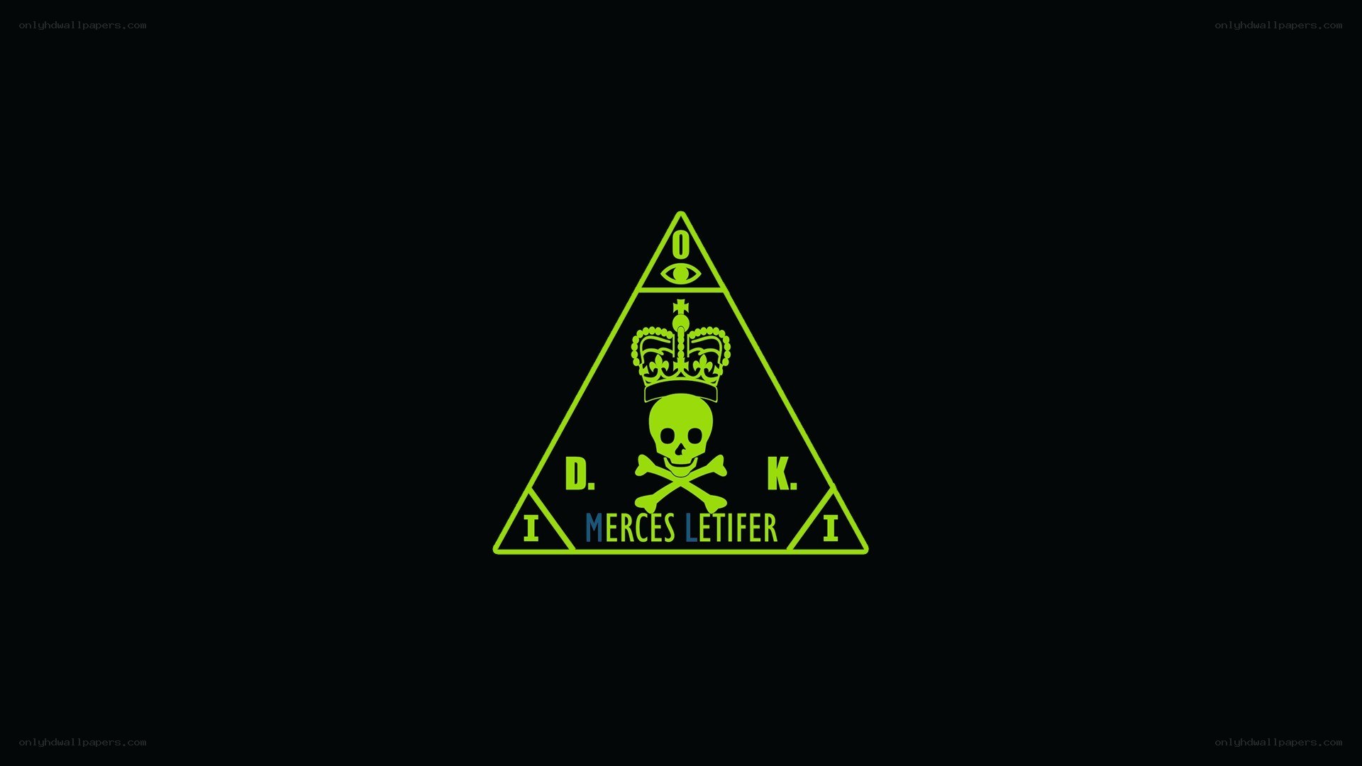 green pyramid logo with skull