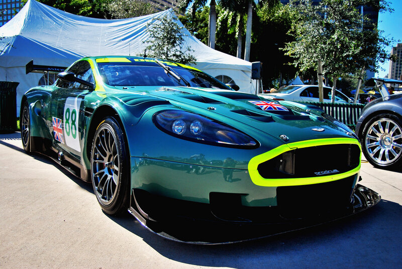 green race car at event