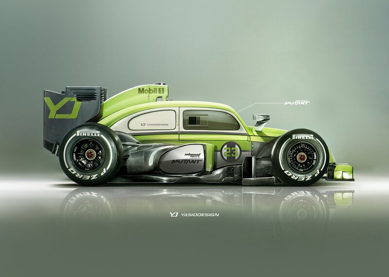 Green Race Car — Dramatic, 3d Render, Tires