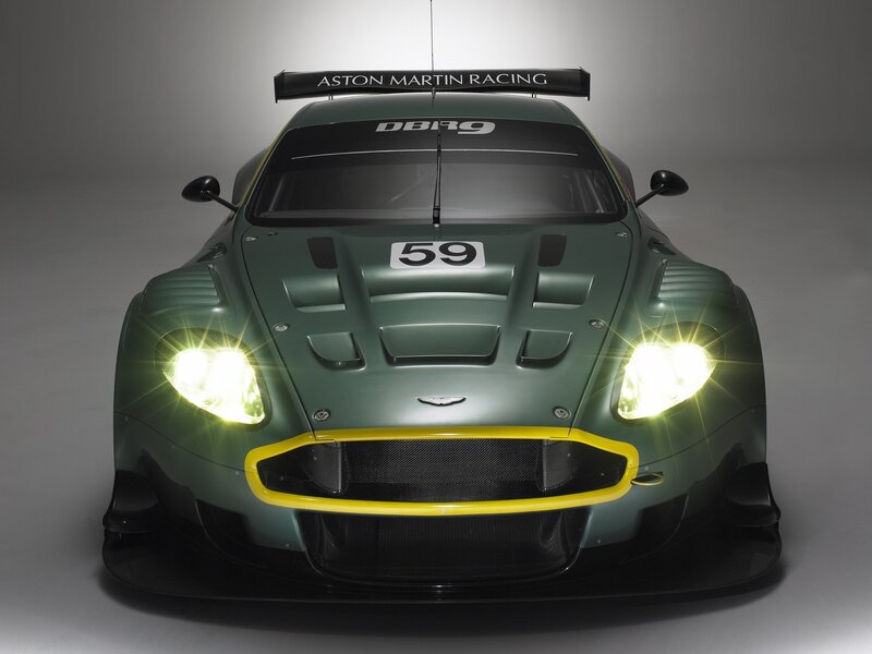 Green Race Car — Dramatic, Headlights