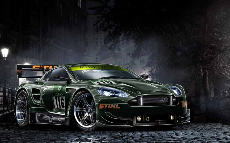 Green Race Car — Dramatic, Night
