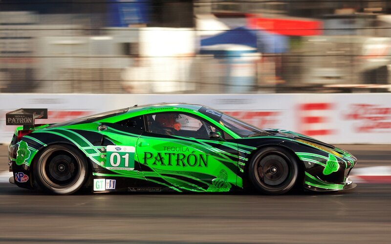 Green Race Car — Dynamic, Afternoon, Photograph, Driver, Race Track, Sponsor Logo