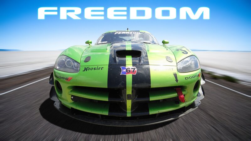 Green Race Car — Dynamic, Afternoon, Photograph, Race Track, Sky