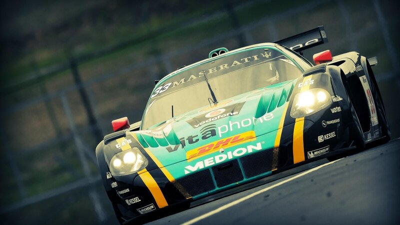 Green Race Car — Dynamic, Photograph, Race Track