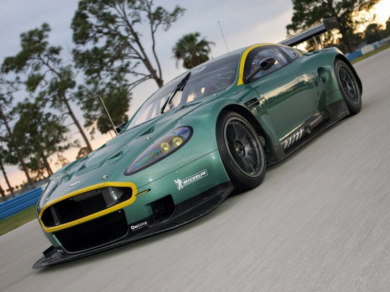 Green Race Car — Dynamic, Sunset, Photograph, Race Track, Trees
