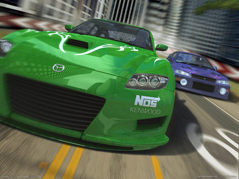 green race car in city