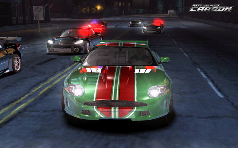 Green race car in Need for Speed Carbon