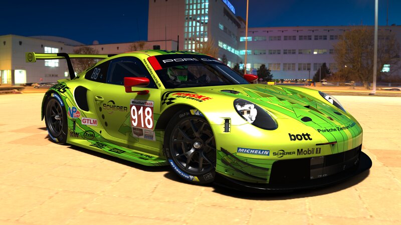 Green Race Car — Lime Green, Dramatic, Night, 3d Render