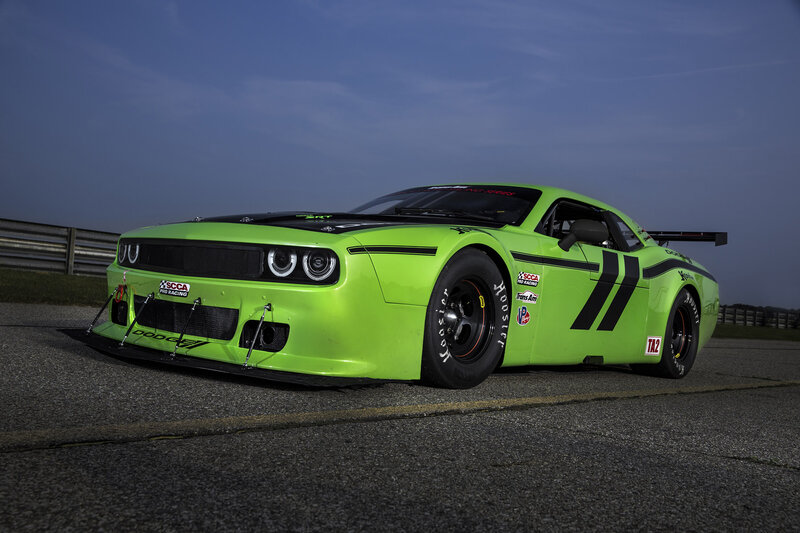 Green Race Car — Lime Green, Dramatic, Night, Photograph