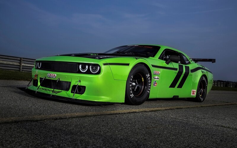 Green Race Car — Lime Green, Dramatic, Sunset