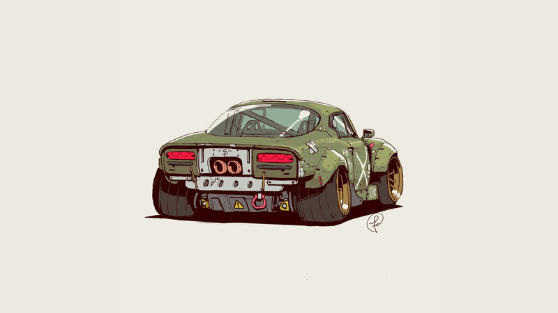 Green Race Car — Neutral, Illustration