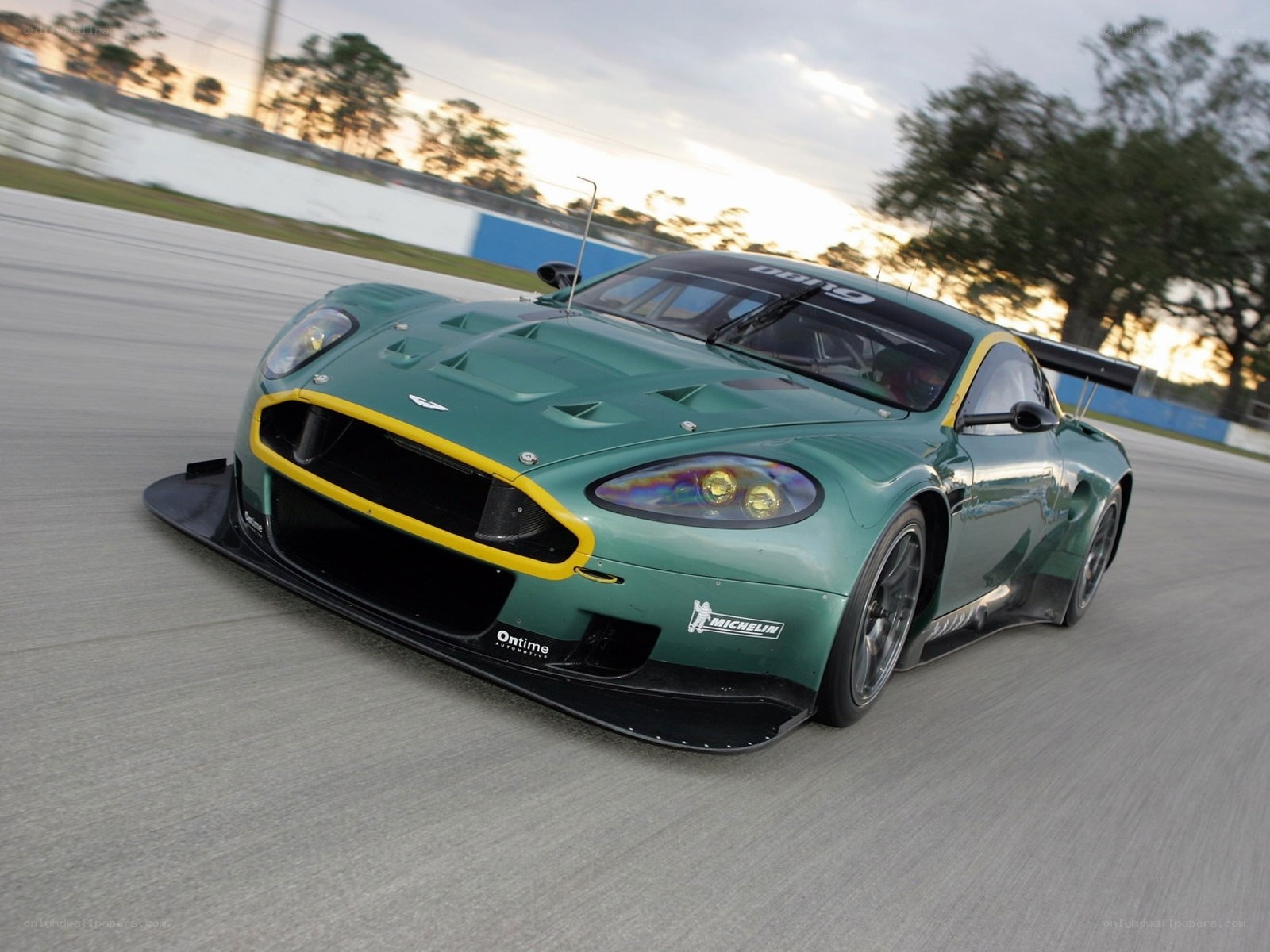 green race car on track