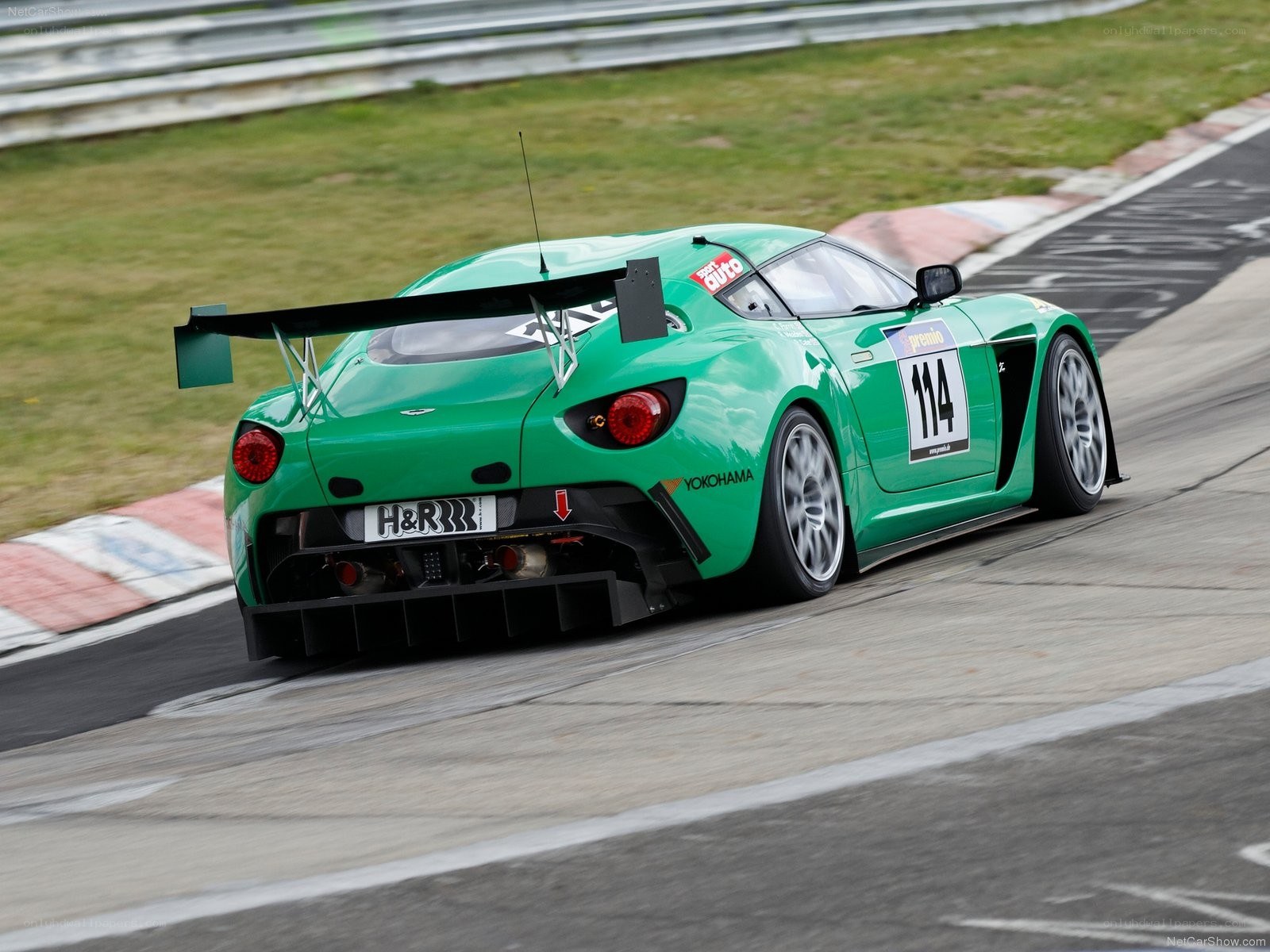 green race car on track
