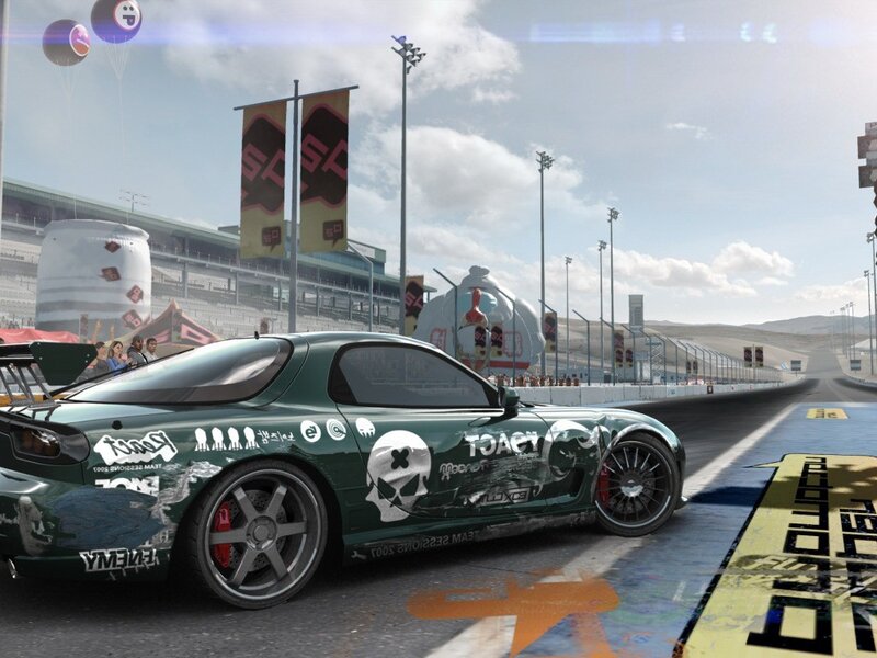 green race car on track