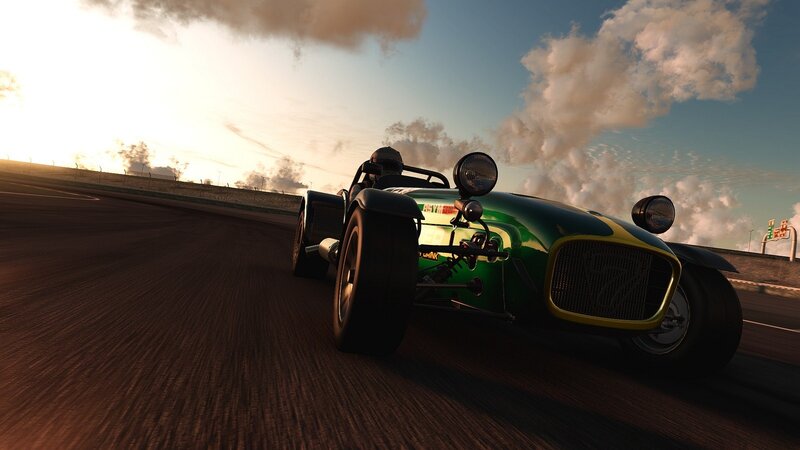 green race car on track