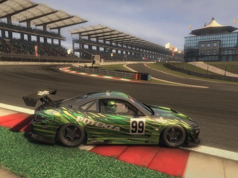 Green Race Car on Track — Competitive, Afternoon, 3d Render, Race Car, Racetrack