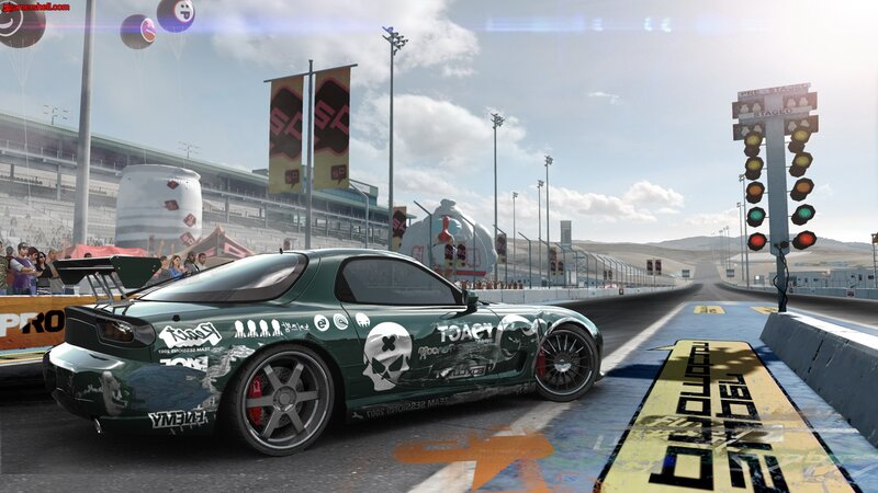 Green Race Car on Track — Competitive