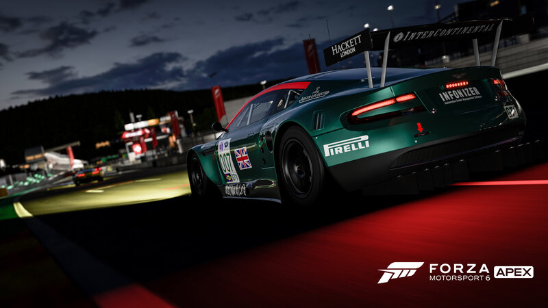 Green Race Car on Track — Dramatic, Night, 3d Render