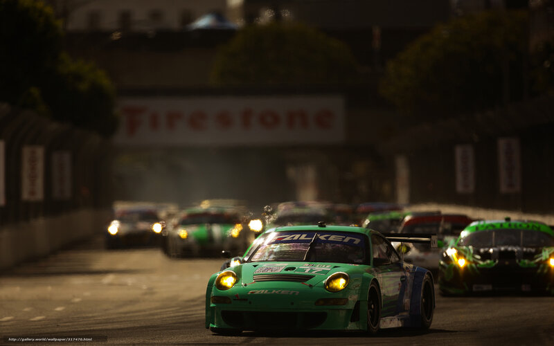 Green Race Car on Track — Dramatic, Night