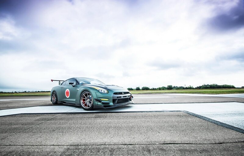 Green Race Car on Track — Gray, Dramatic