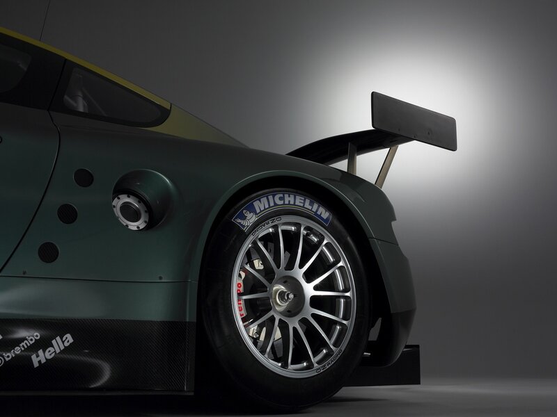 green race car rear view