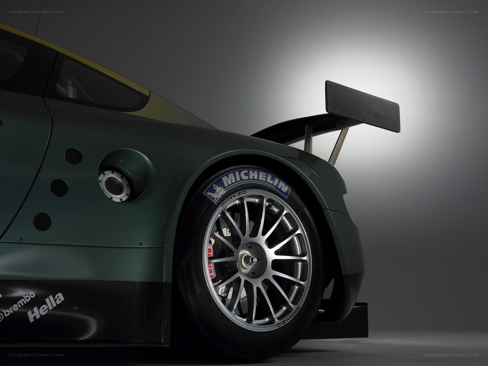 green race car rear view