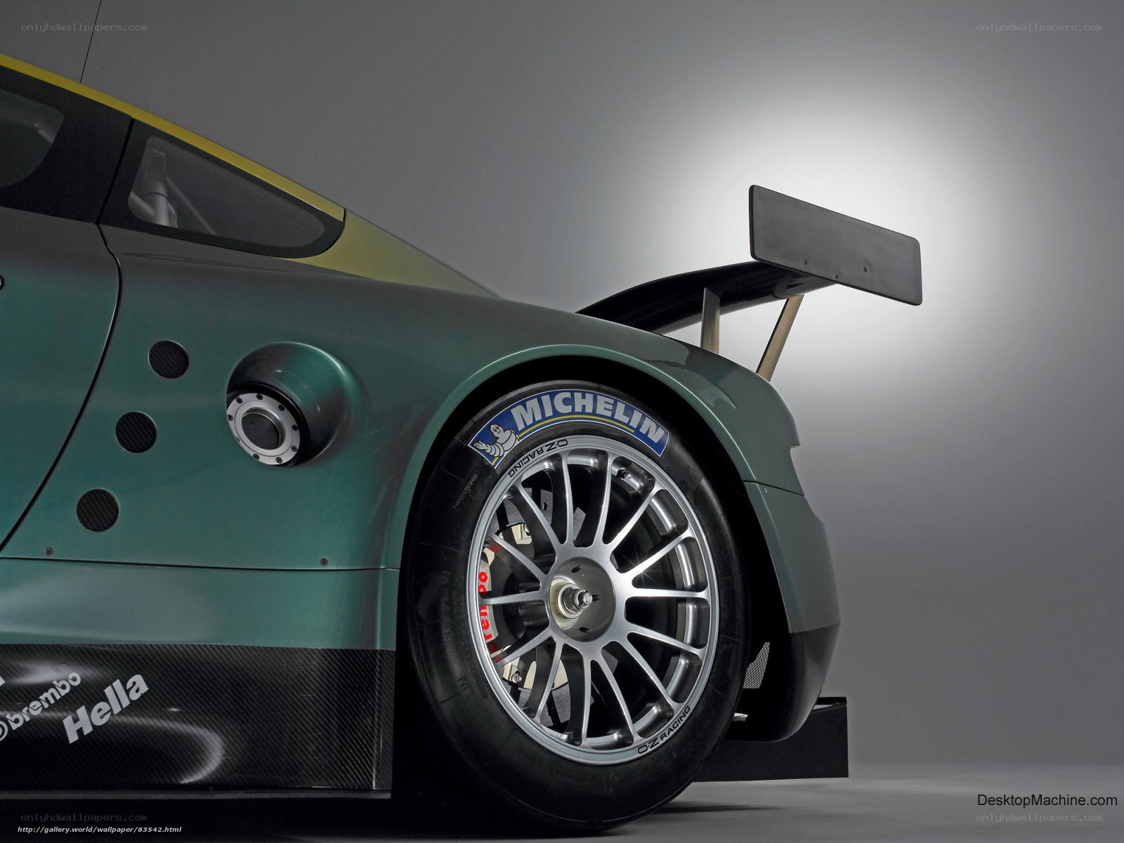 green race car rear view