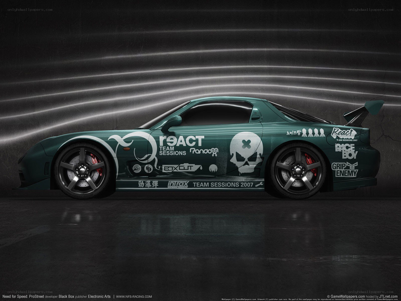 Green race car with decals