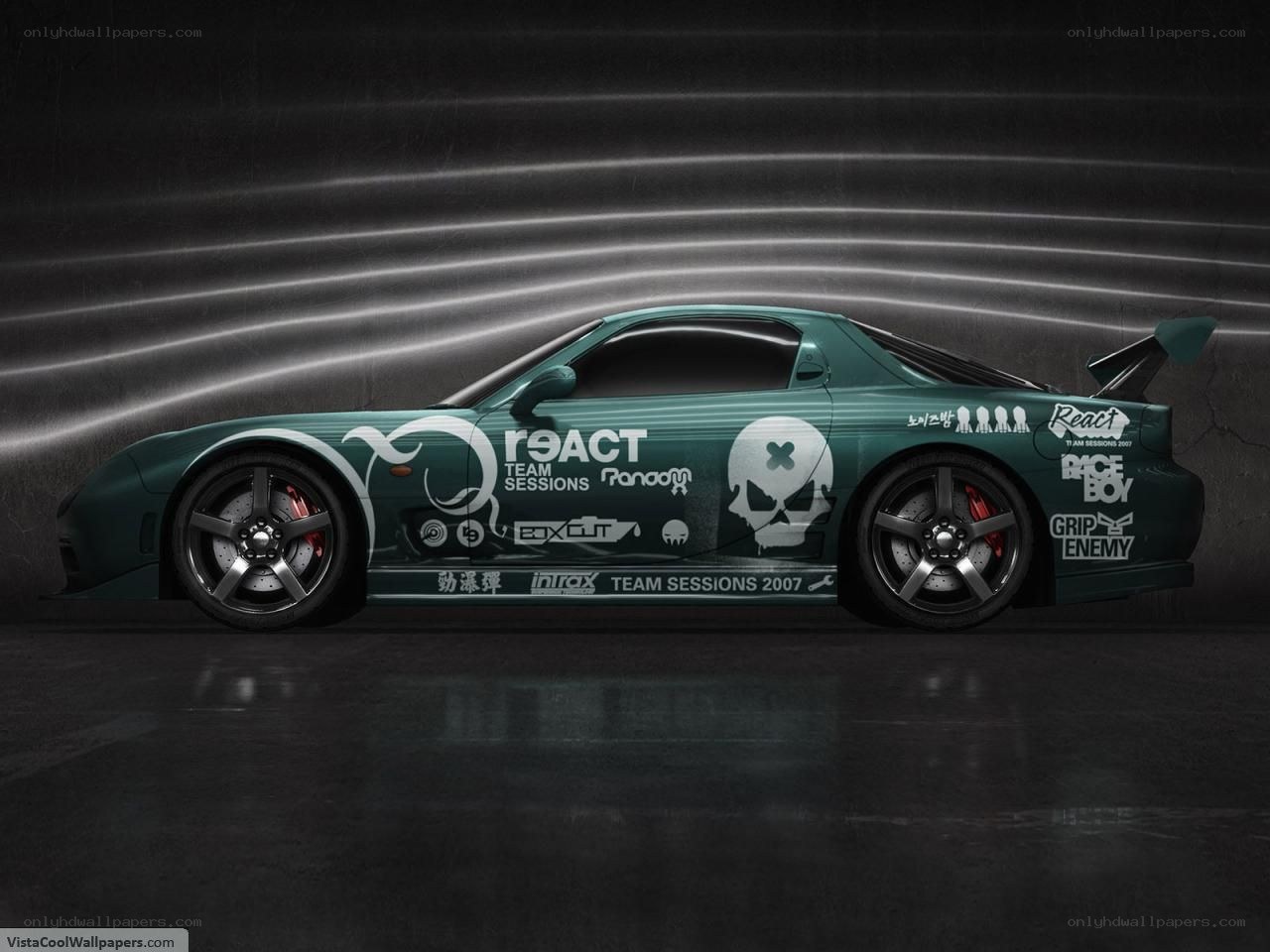 green race car with decals