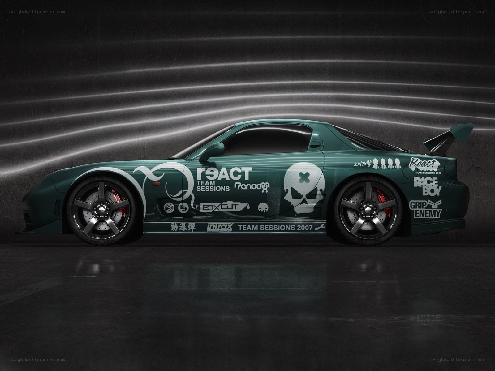 green race car with decals