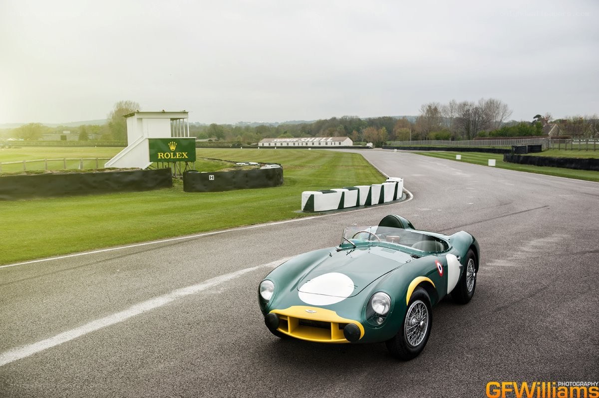 Green racing car on a track