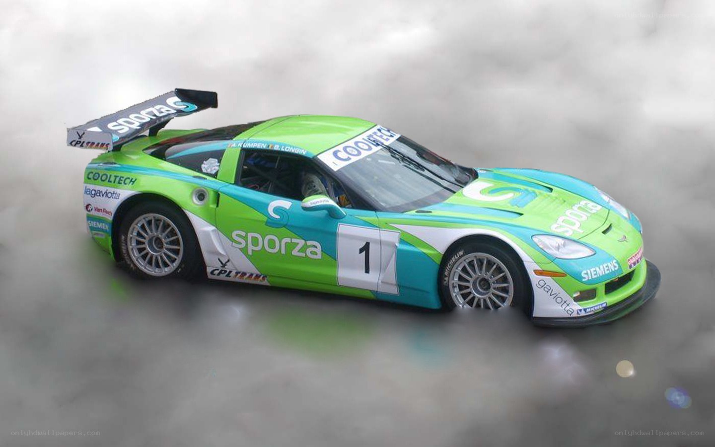 green racing car on track