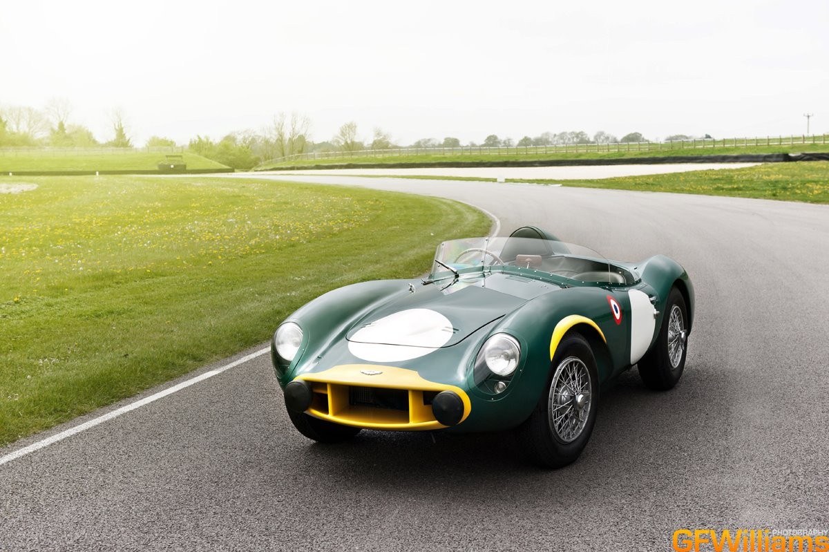 Green racing car on track