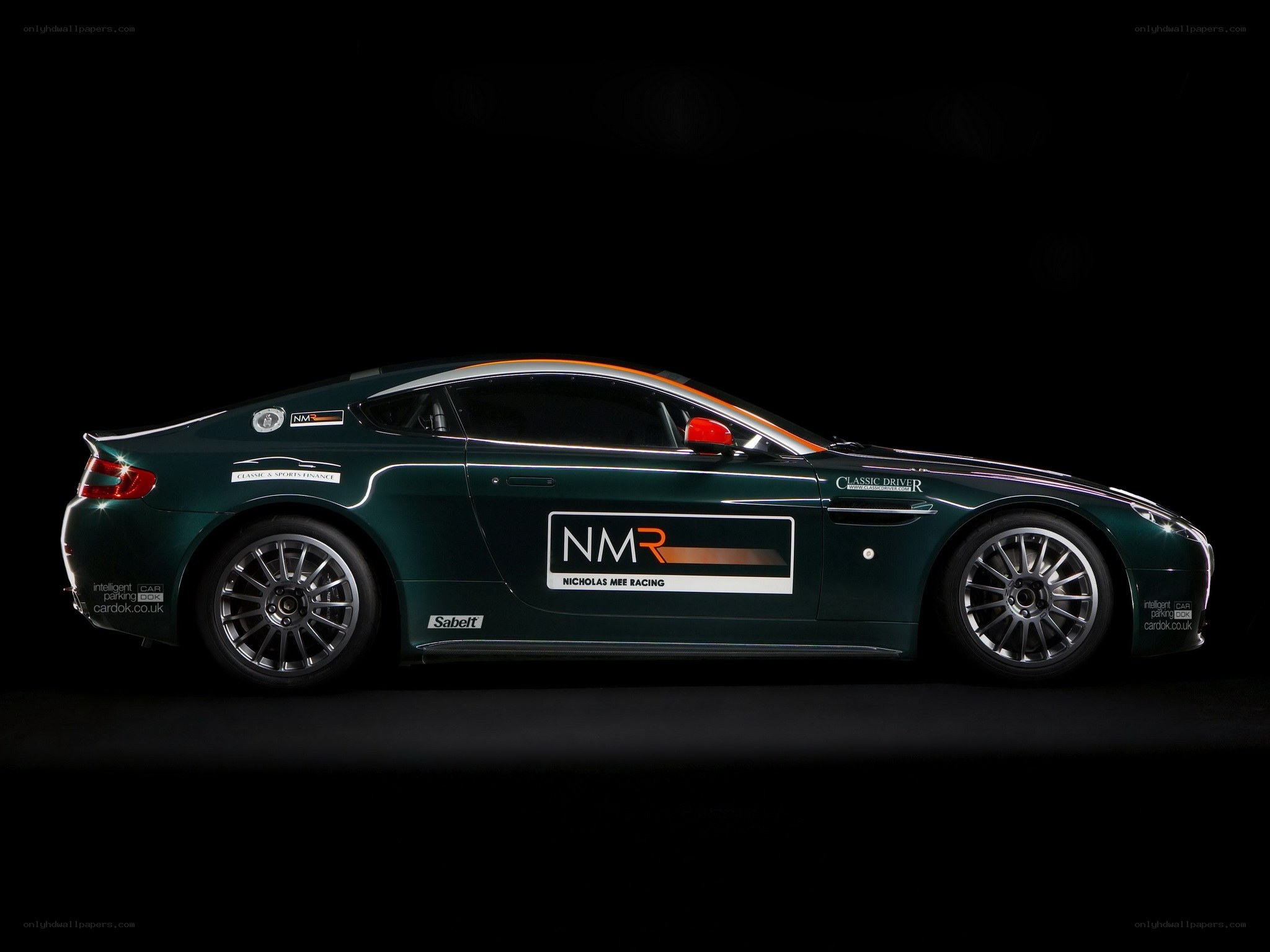 green racing car side view