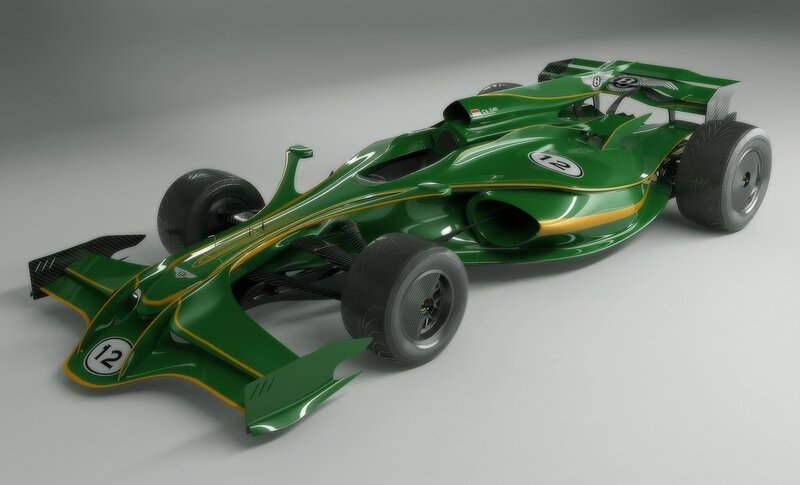 green racing car