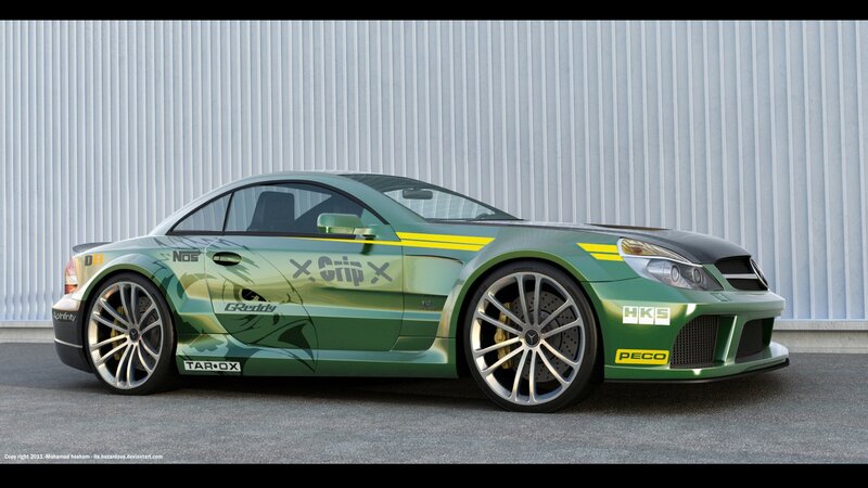 green racing car with decals