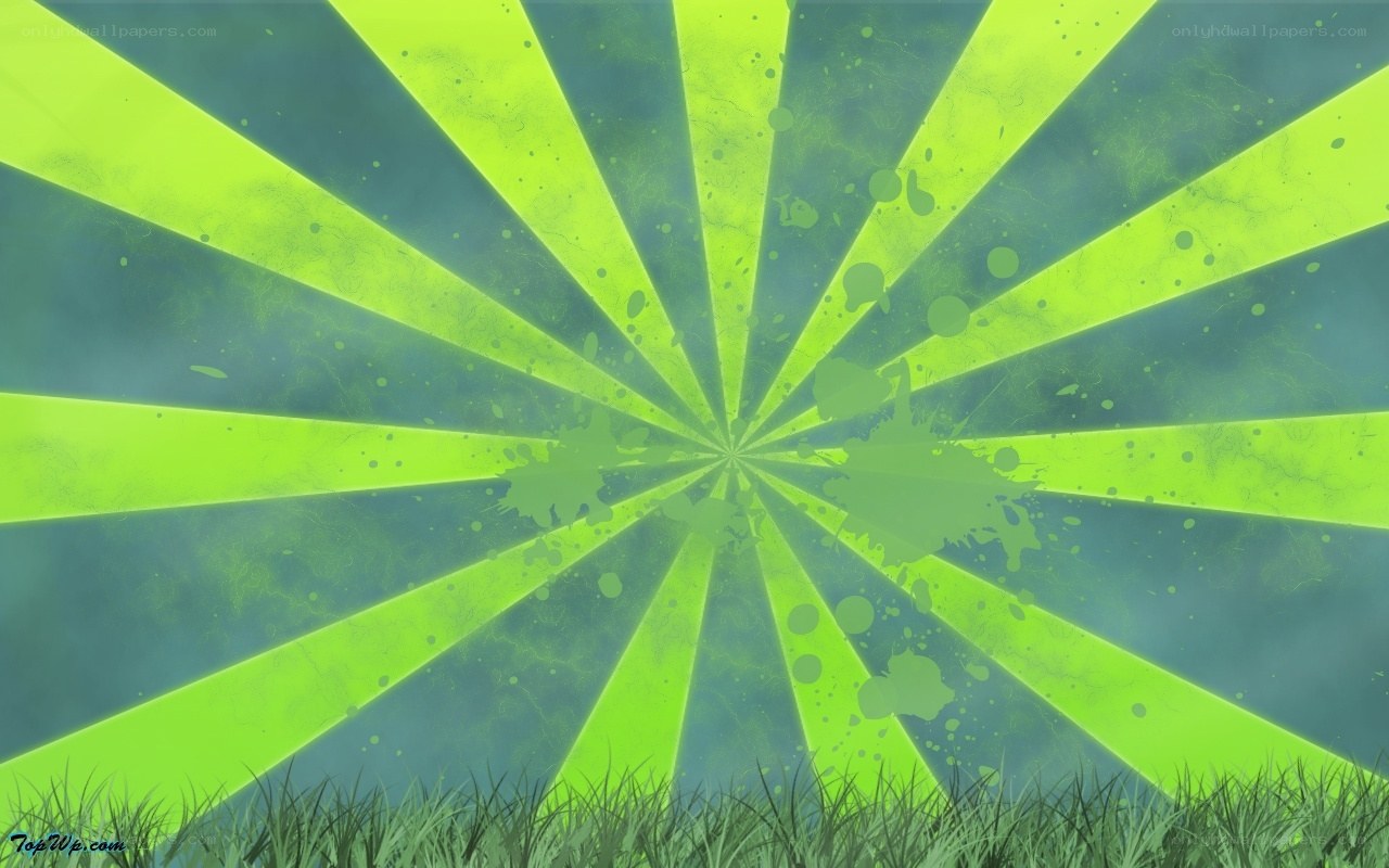 green radial burst with grass