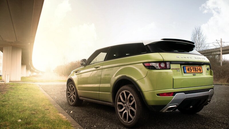Green Range Rover Evogue — Dramatic, Sunset