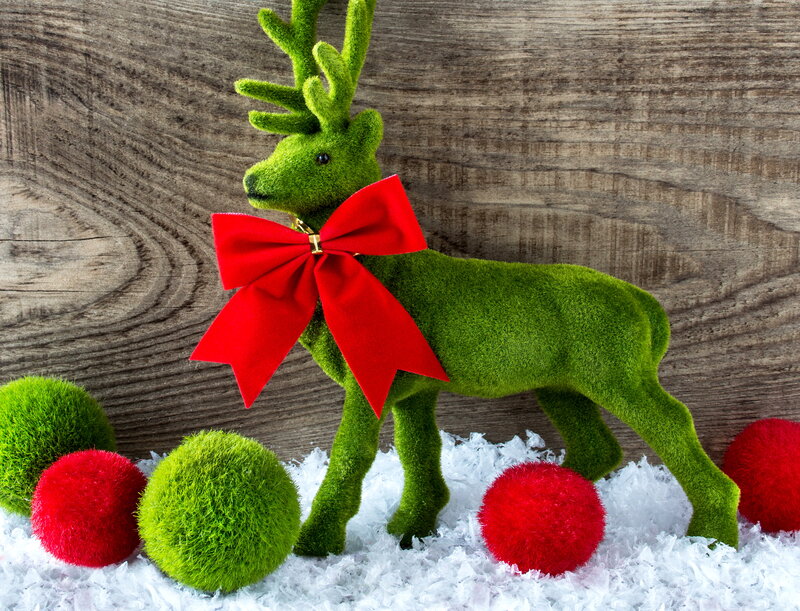 Green Reindeer Figurine