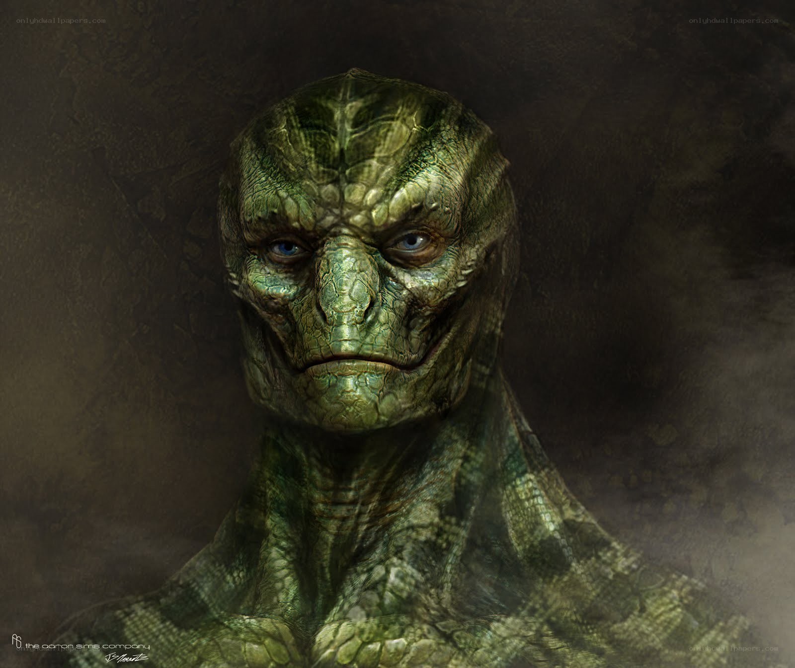 green reptilian creature portrait
