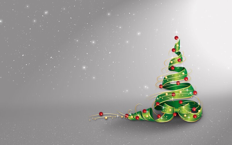 Green Ribbon Christmas Tree — Festive