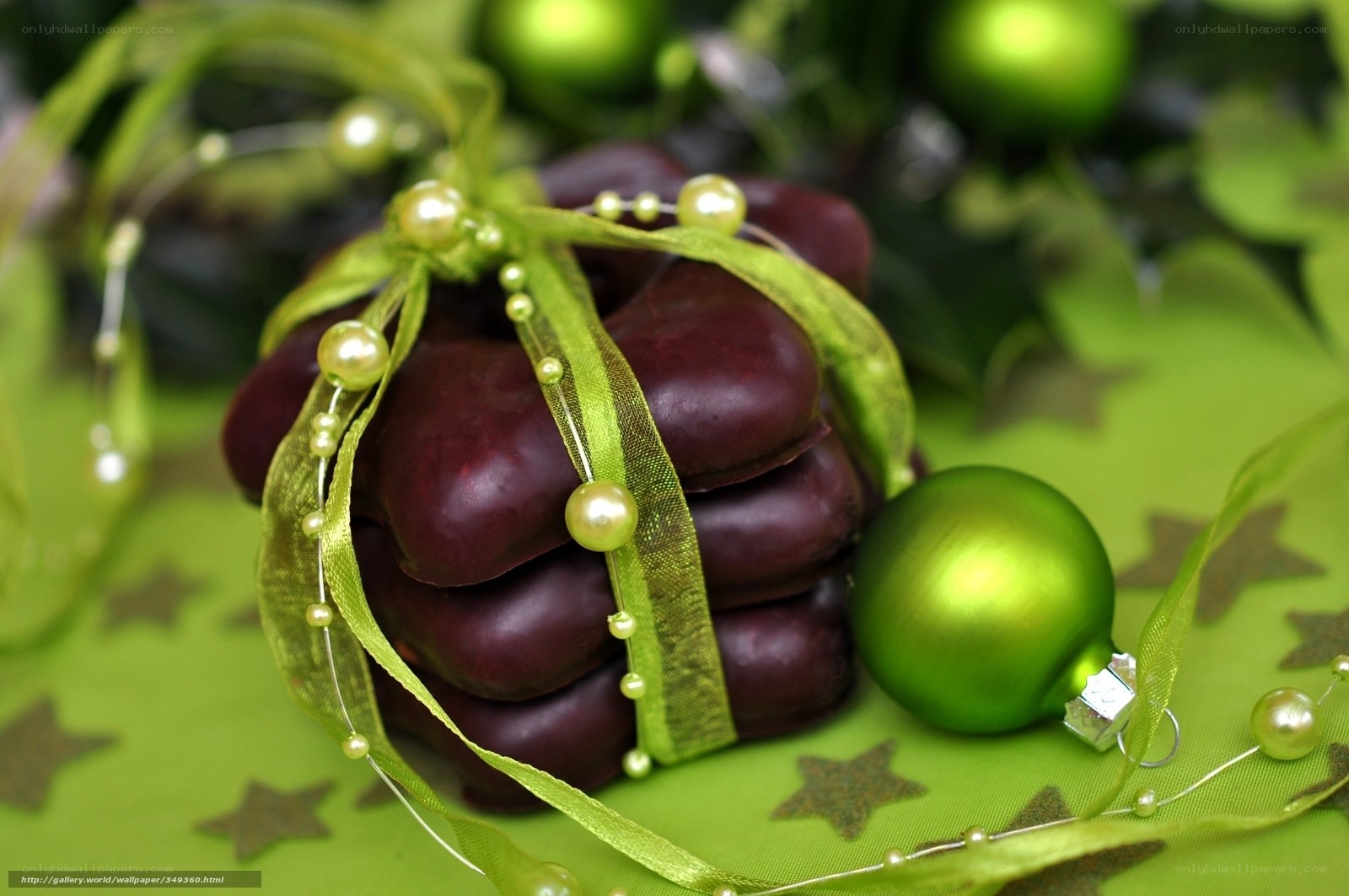 green ribbon wrapped treats