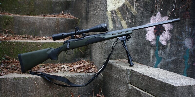 Green Rifle on Steps
