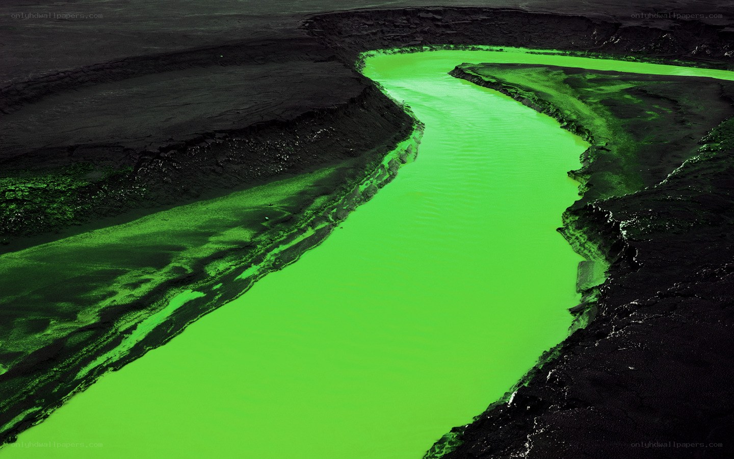 green river in dark landscape
