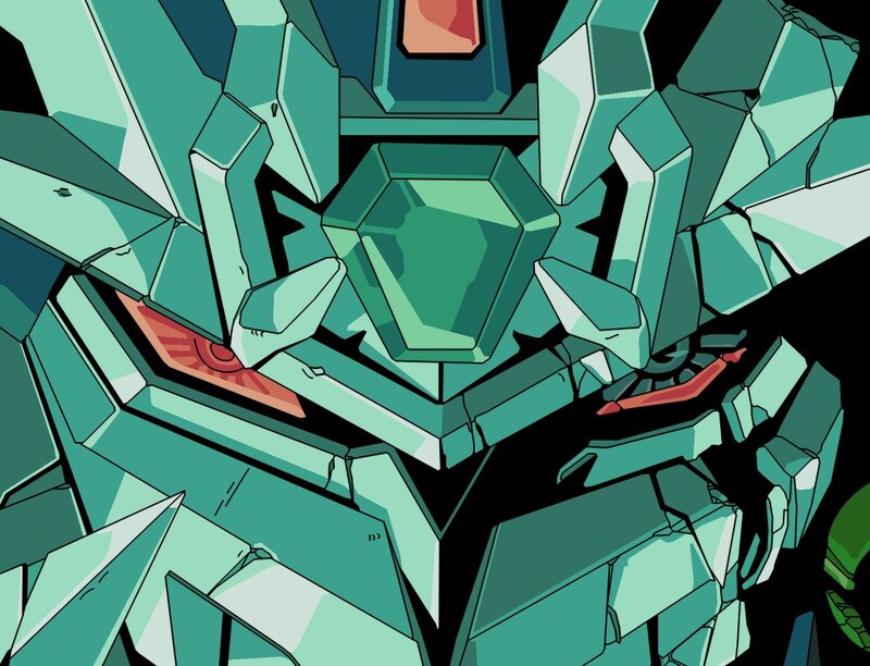 green robot head close-up