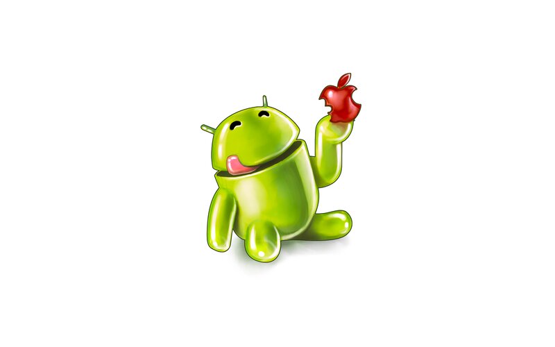 Green Robot Holding Apple